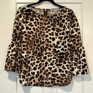 Green Envelope women’s animal print 3/4 bell sleeve blouse size M